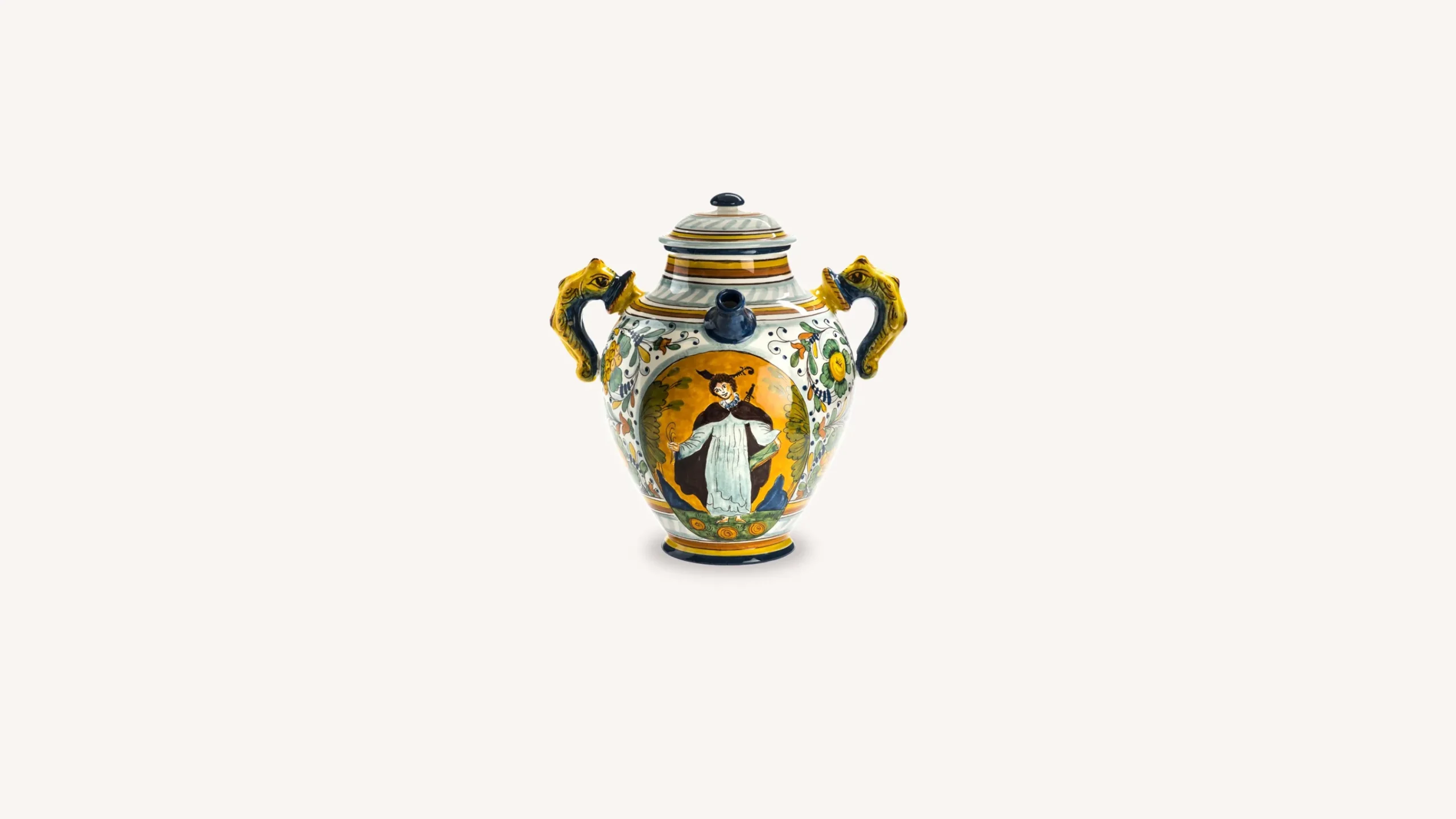 Santa Maria Novella Terracotta & Ceramic>Ceramic Vase With St. Peter The Martyr Decoration