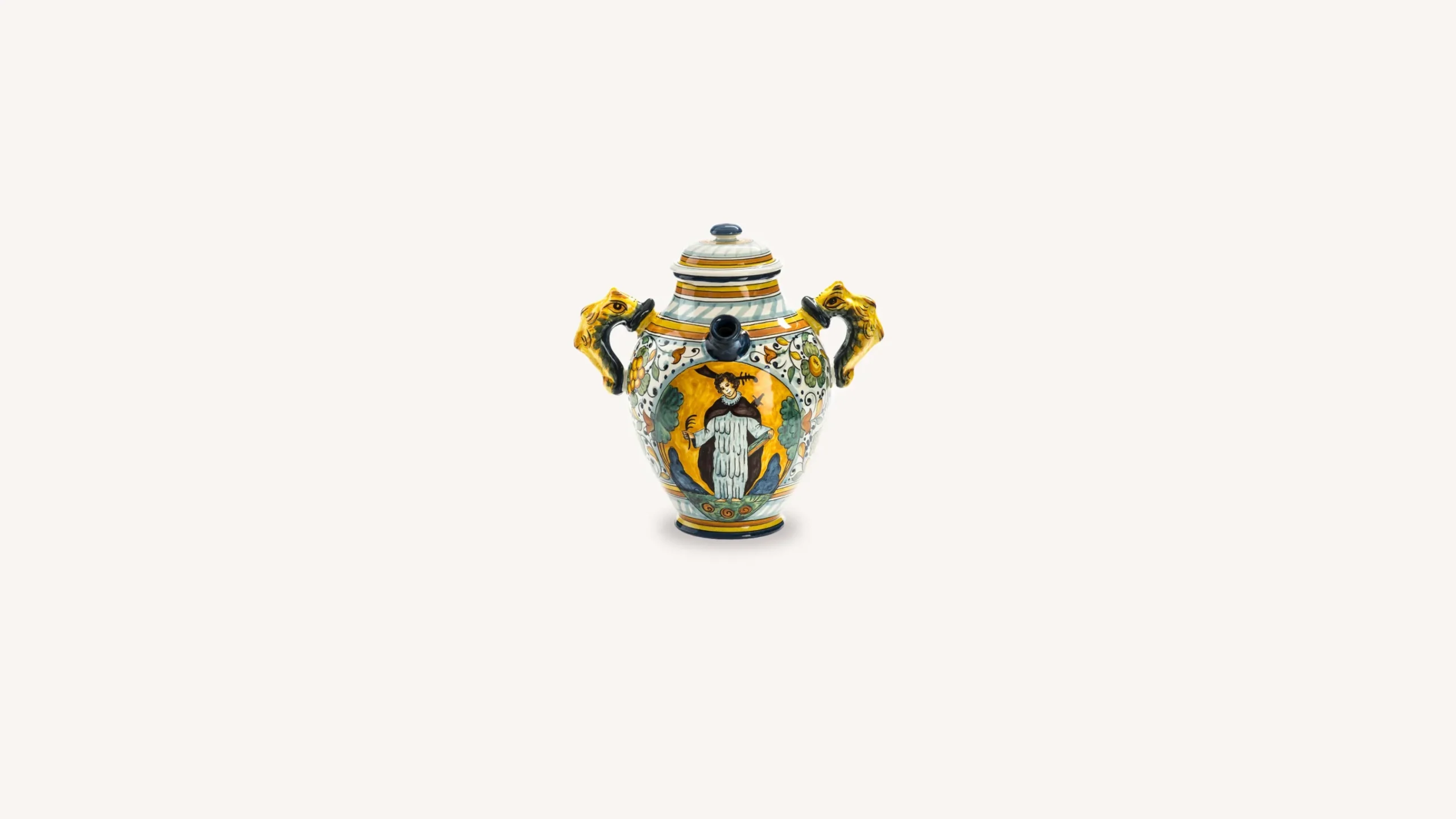Santa Maria Novella Terracotta & Ceramic>Ceramic Vase With St. Peter The Martyr Decoration